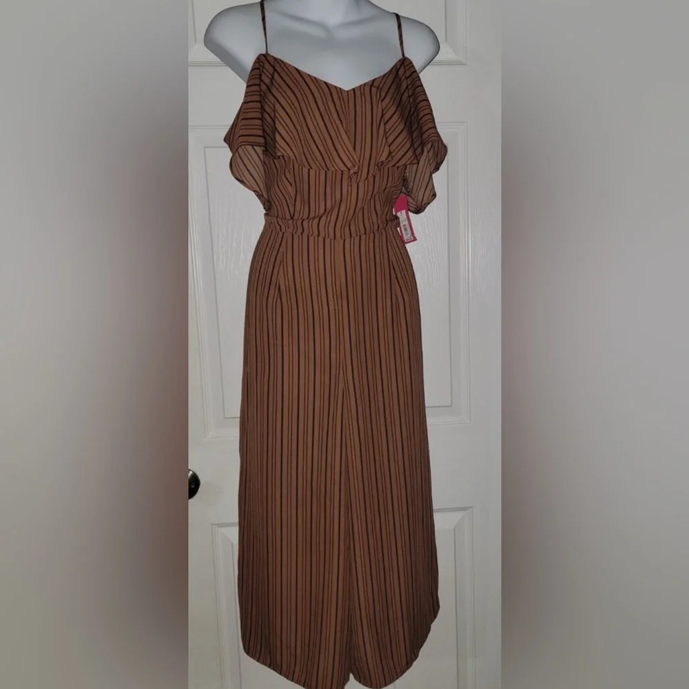 Xhilaration Brown and Navy Striped Jumpsuit - Picture 2 of 9